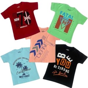 Kids/Boy Cotton T-Shirts Printed ||Regular half sleeves | (Pack of 5) | Crew Neck