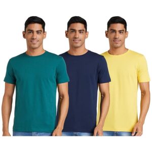 Amazon Brand - Symbol Men's Solid Cotton T Shirt | Plain | Round Neck | Half Sleeve-Regular Fit | Combo Pack of 3 (Available in Plus Size)