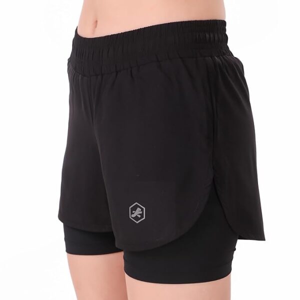 ReDesign Apparels 2 in 1 Double Layered Sports Gym Workout Running Shorts for Women