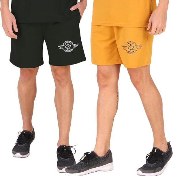 London Hills Men's Shorts Cotton Blend Shorts with Side Pockets | Shorts for Men's | Men's Cotton Shorts | Shorts for Men Combo (Pack of 2)