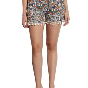 ADDYVERO Women High Rise Elasticated Waistband Printed Loose Fit with Side Pocket Women Casual Wear Shorts