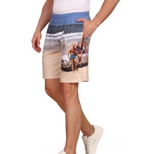BULLMER Regular Fit Cotton Blend Summer Shorts for Men - Pack of 1 | Printed Shorts for Men Blue