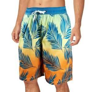 PROBEROS® Swimming Shorts for Men, Casual Fashion Gradient Print Summer Beach Shorts Quick Dry Polyester Elastic Waist Shorts Chino Shorts Summer Swim Short Beach Wear, L