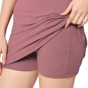 Mehrang Skirt with Shorts for Women's & Girl's Solid High Waist Flared Skater Short Mini Skirt