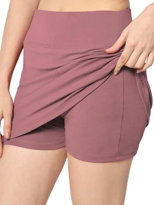 Mehrang Skirt with Shorts for Women's & Girl's Solid High Waist Flared Skater Short Mini Skirt