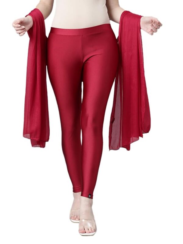 TWIN BIRDS Tailored Cut & Slim Fit Stretchable Nylon Elasthane Fabric Ankle Length Shimmer Leggings with Shimmer Shawls |Shimmer Combo for Women